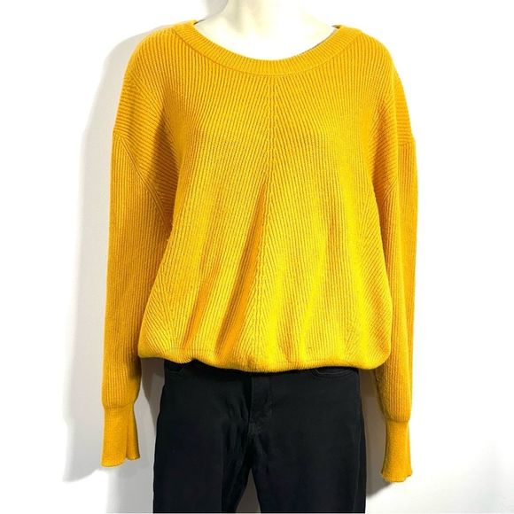 Elodie Women Long sleeves Knit Pullover Sweater Mustard Yellow - Picture 2 of 9